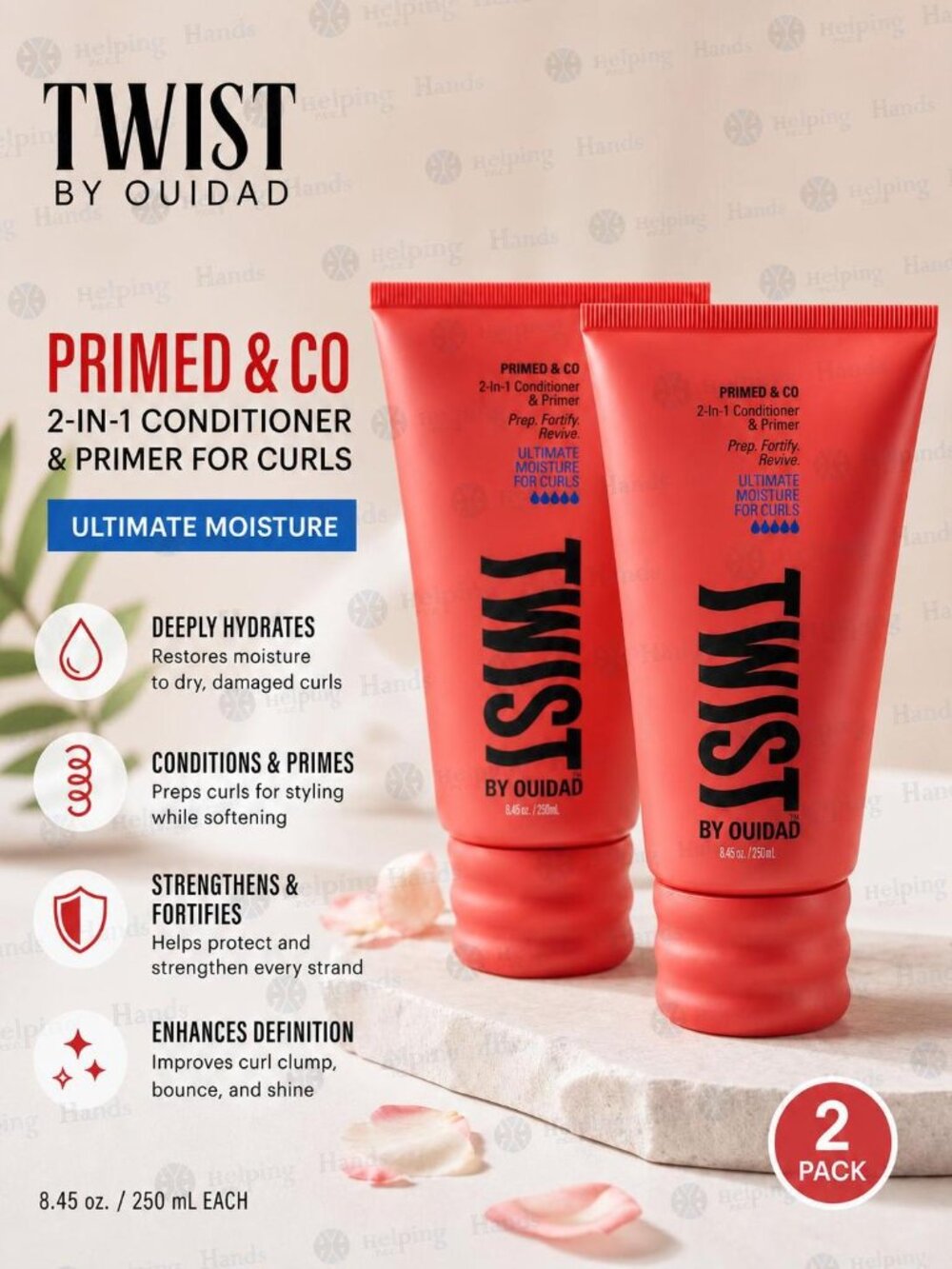 2 TWIST by Ouidad Primed & Co 2-in-1 Conditioner & Primer for Curls, 8.45 oz